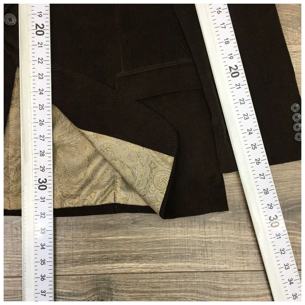 Chaps Mens Blazer Sport‎ Coat Two Button Casual Jacket Size 48R Corduroy Suit